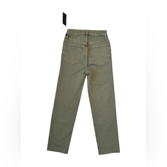 RE/DONE Jeans 70s Ultra High Rise Stove Pipe Green Denim Raw Hem Women Size 26 - Picture 3 of 9